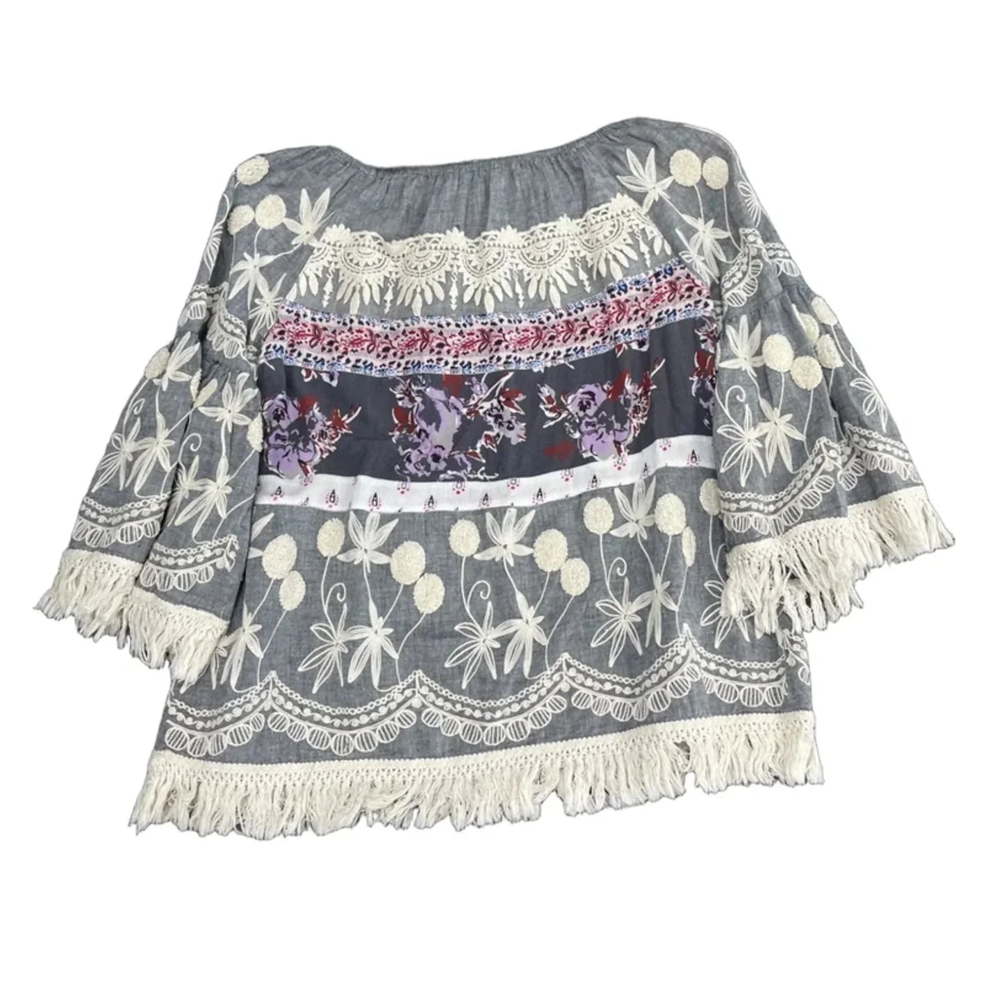 Top 3/4 Sleeve By John Mark In Grey, Size: L