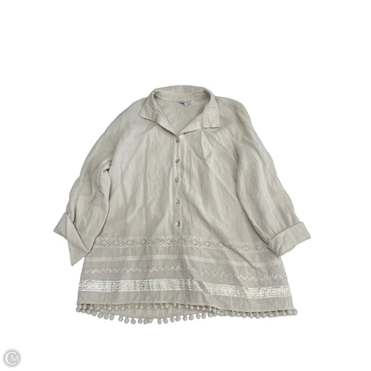 Top Long Sleeve By John Mark In Cream, Size: L