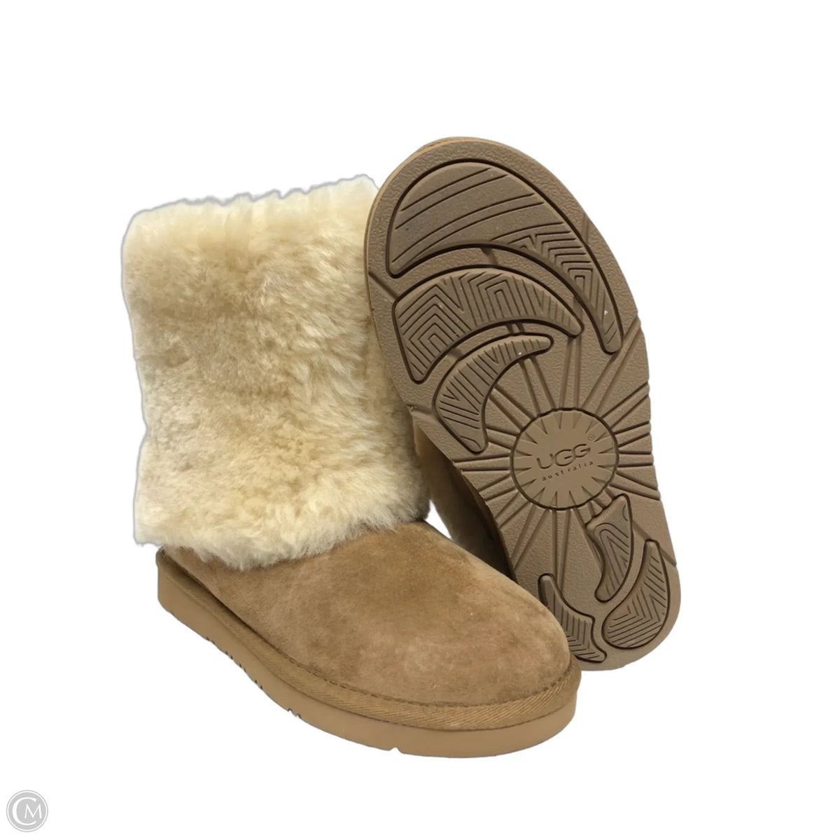 Boots Ankle Flats By Ugg In Brown & Cream, Size: 6