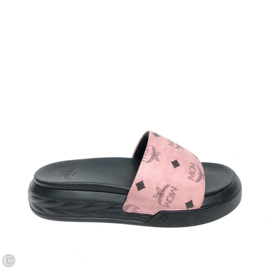 Sandals Luxury Designer By Mcm In Black & Pink, Size: 7.5