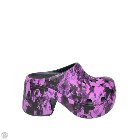 Shoes Heels Block By Crocs In Black & Purple, Size: 9