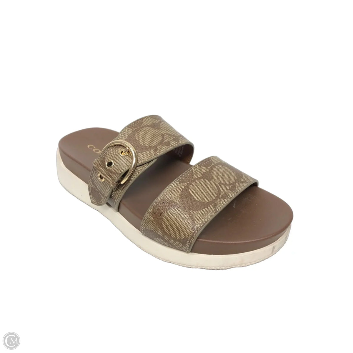 Sandals Designer By Coach In Brown & Cream, Size: 7