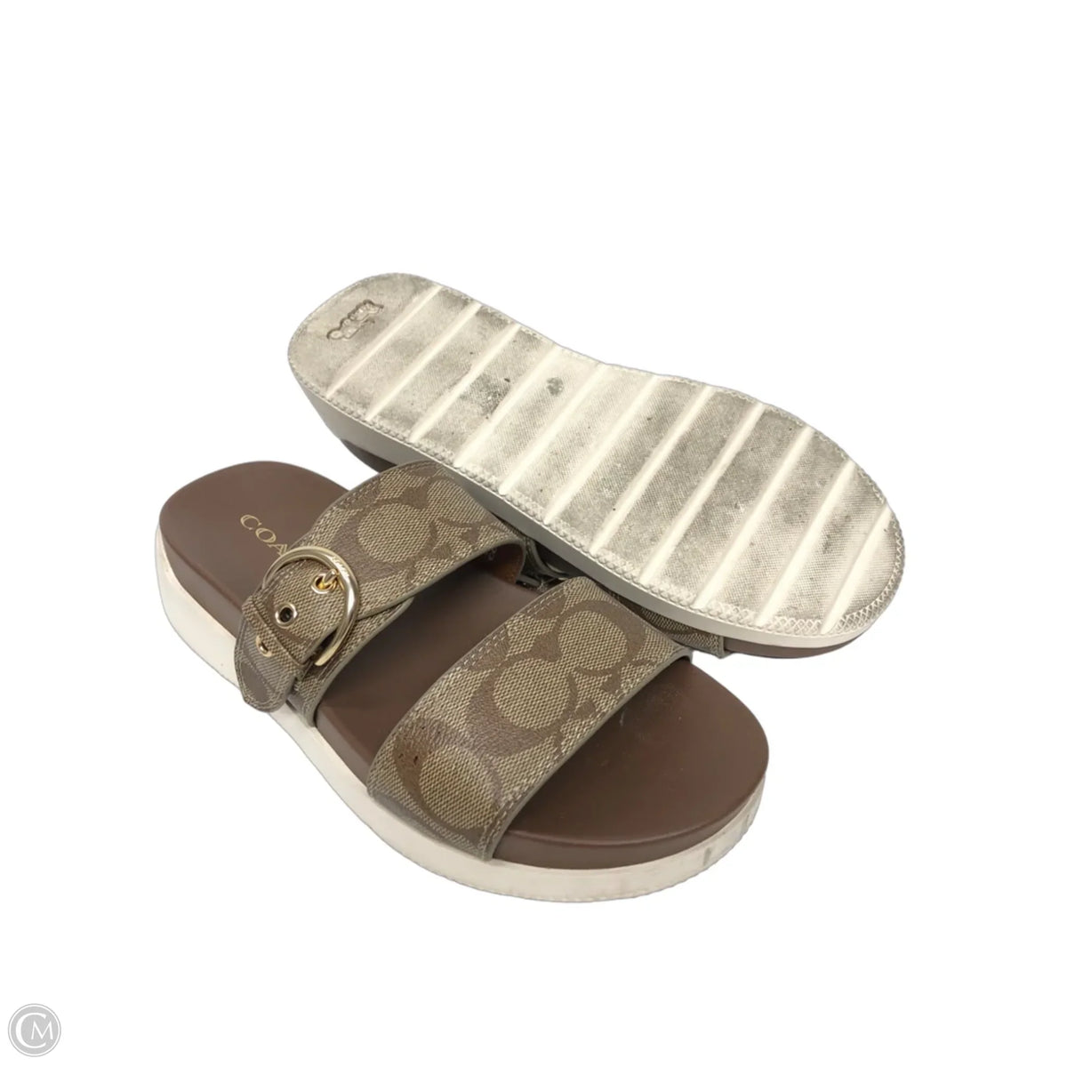 Sandals Designer By Coach In Brown & Cream, Size: 7