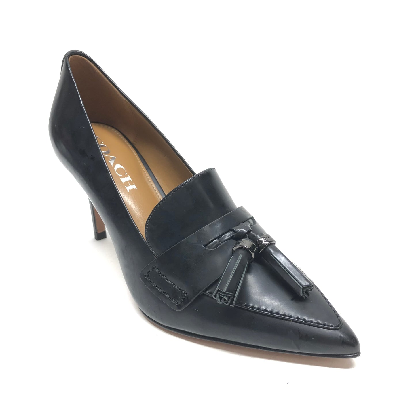 Black Shoes Heels Stiletto Coach, Size 6