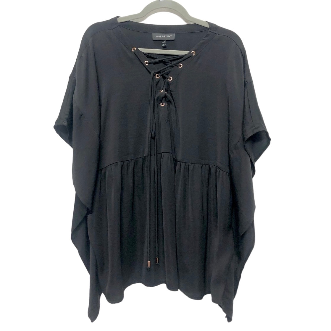 Black Blouse Short Sleeve Lane Bryant, Size Xl