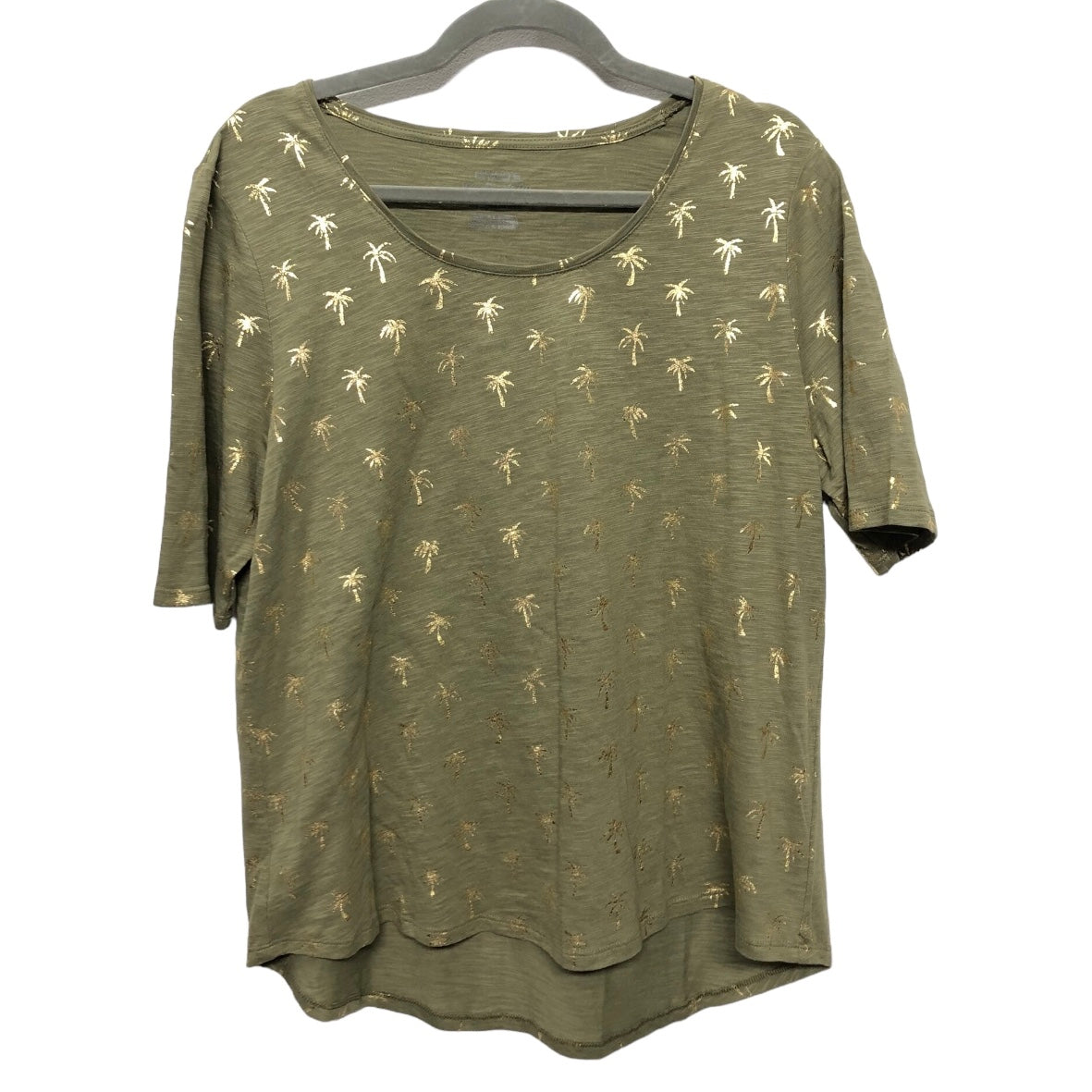 Gold & Green Top Short Sleeve Chicos, Size L