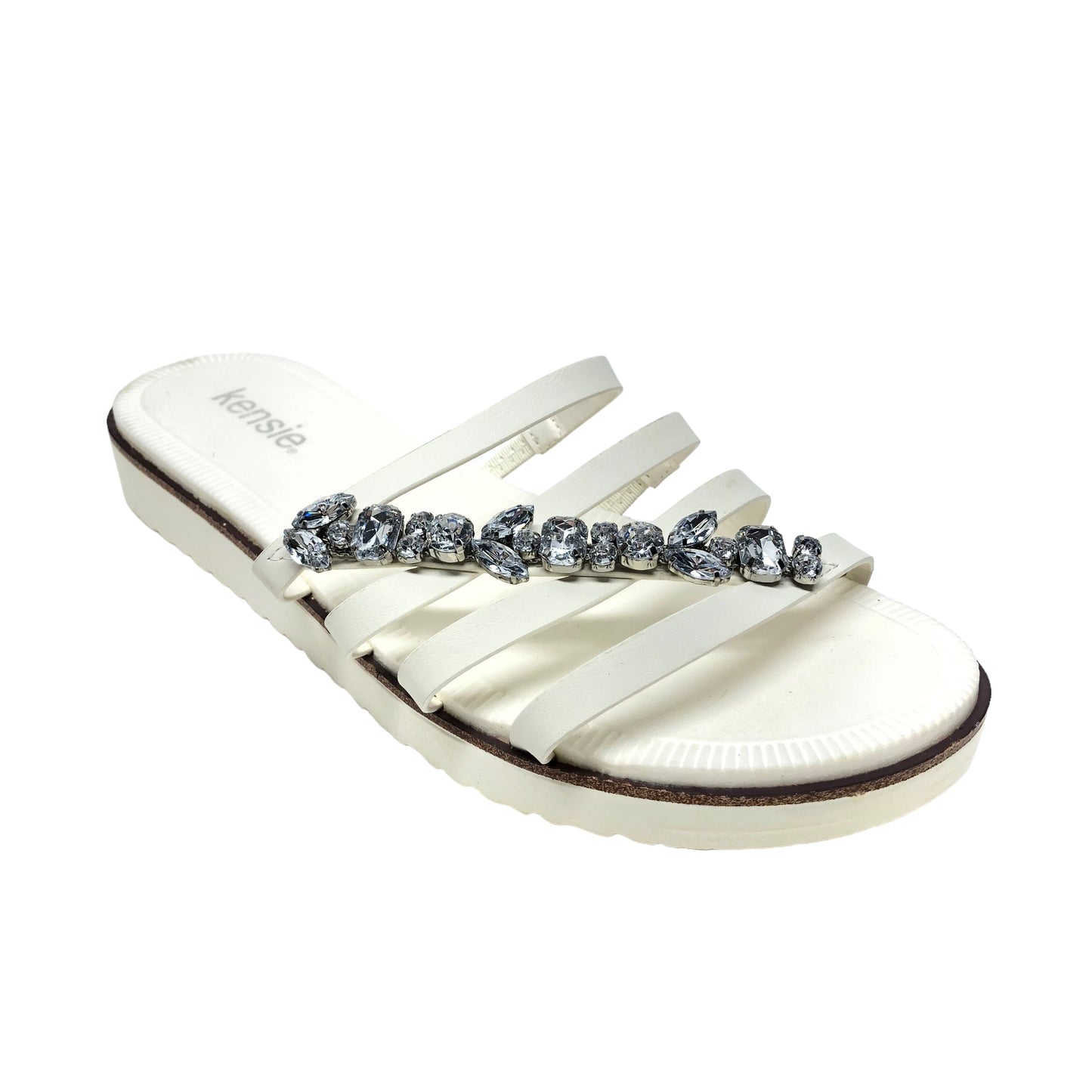White Sandals Flats Kensie, Size 9