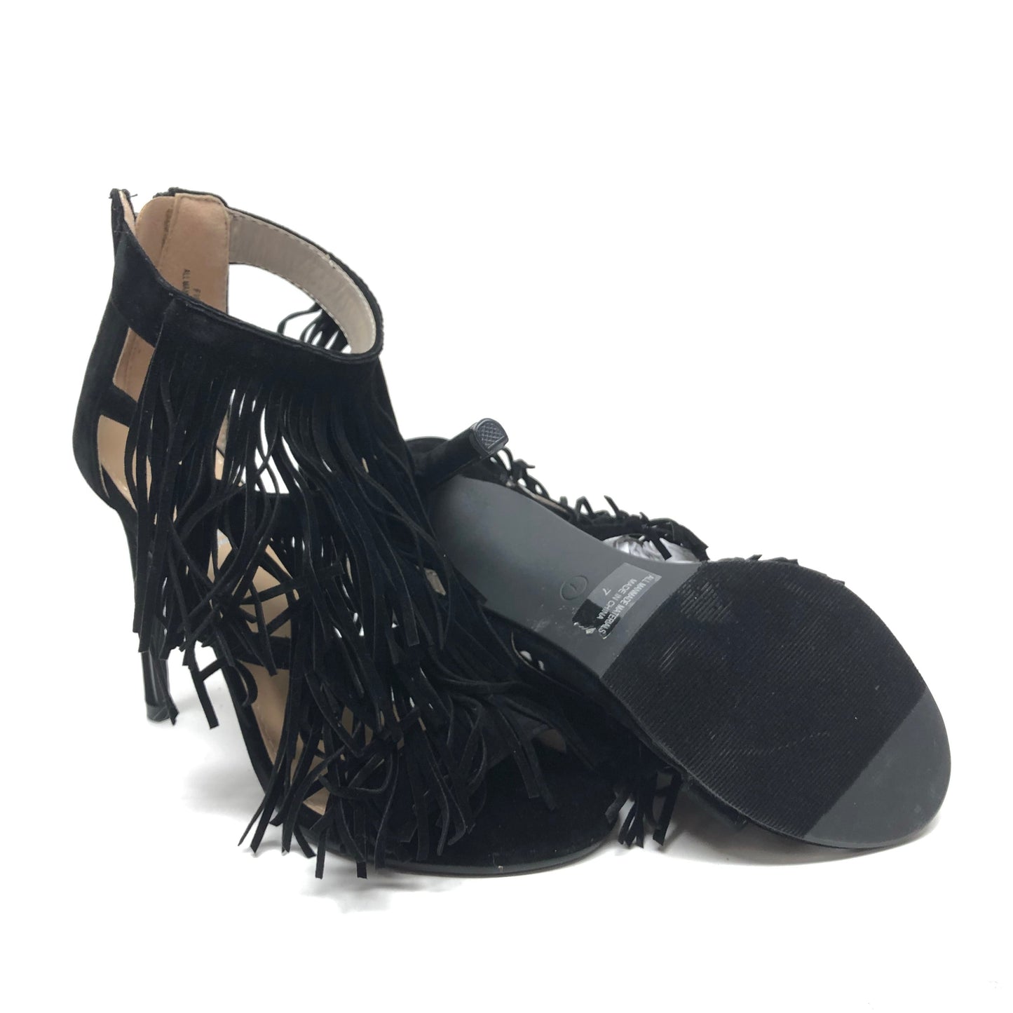 Black Sandals Heels Stiletto Tiara, Size 7
