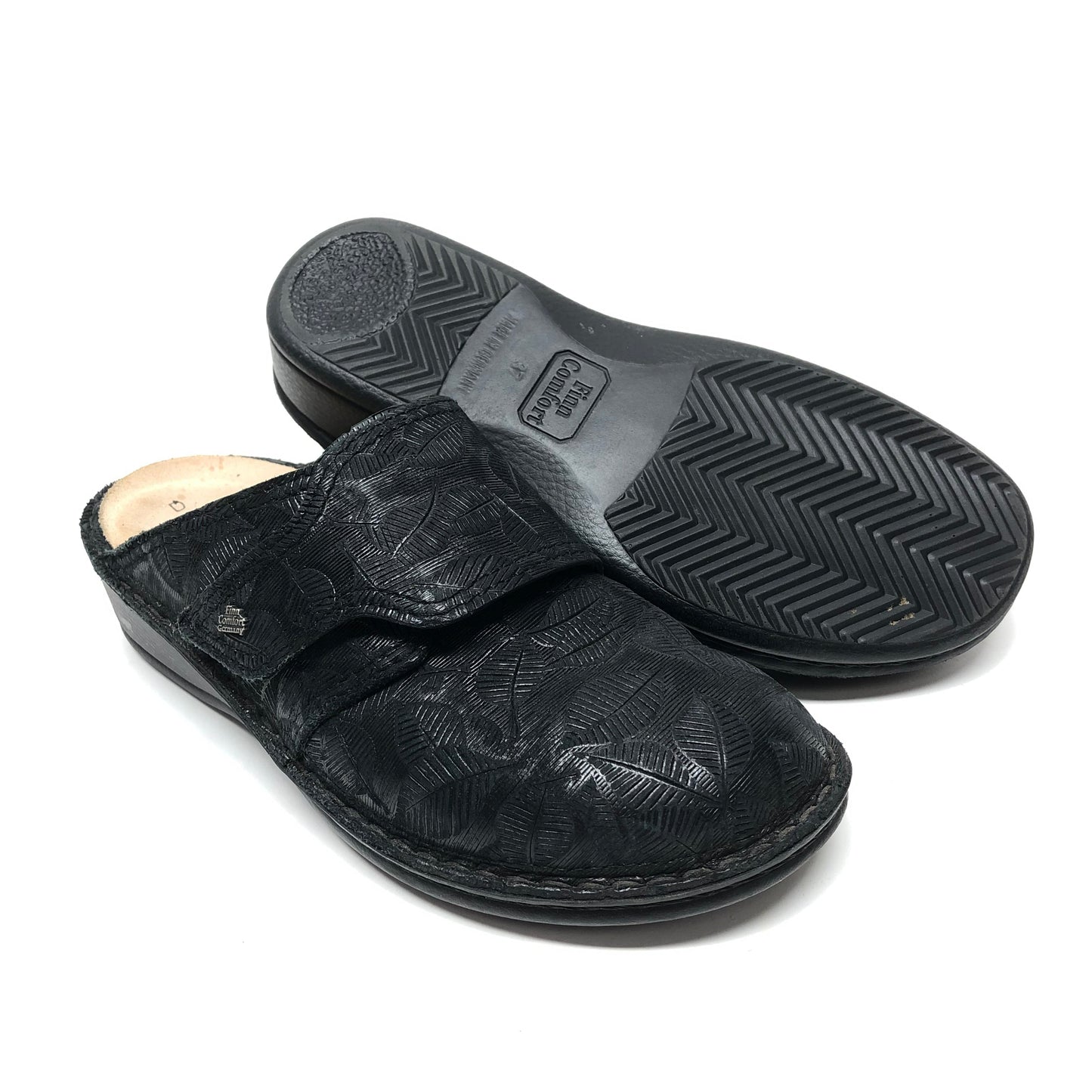 Black Sandals Heels Wedge Finn Comfort, Size 7