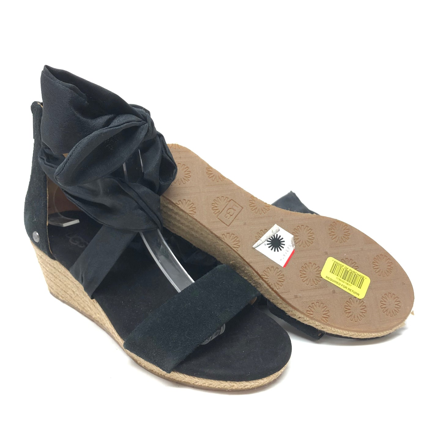 Black Sandals Heels Wedge Ugg, Size 7