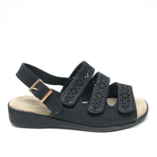 Black Sandals Flats Comfortview, Size 7