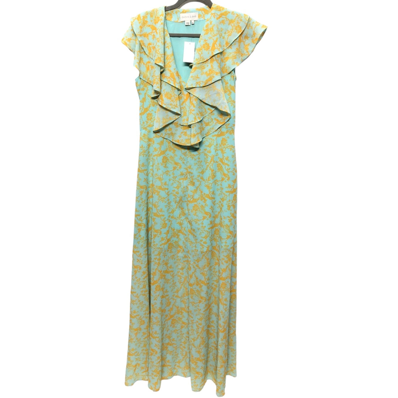 Blue & Yellow Dress Casual Midi Sachin & Babi, Size 8