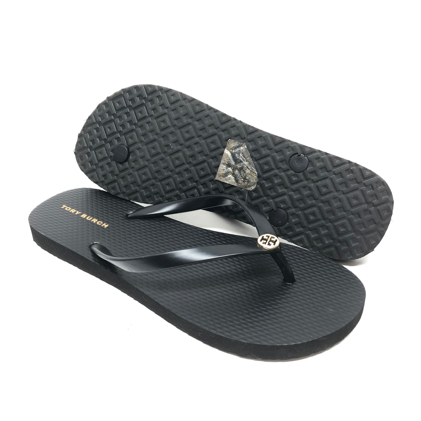 Black Sandals Flip Flops Tory Burch, Size 8
