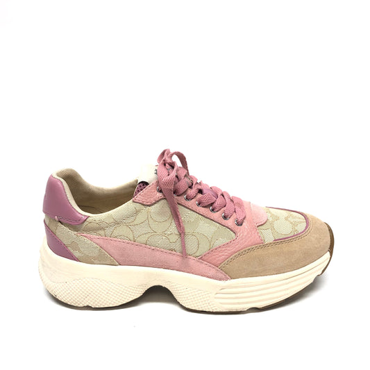 Pink & Tan Shoes Designer Coach, Size 7