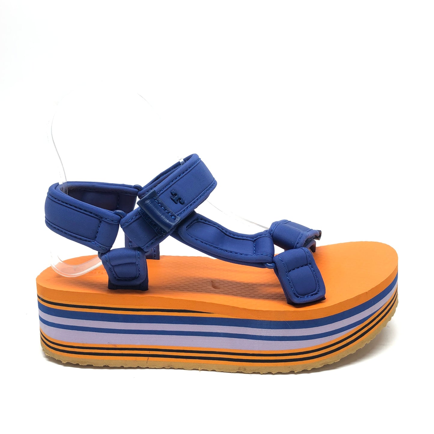 Blue & Orange Sandals Heels Platform Tory Burch, Size 8