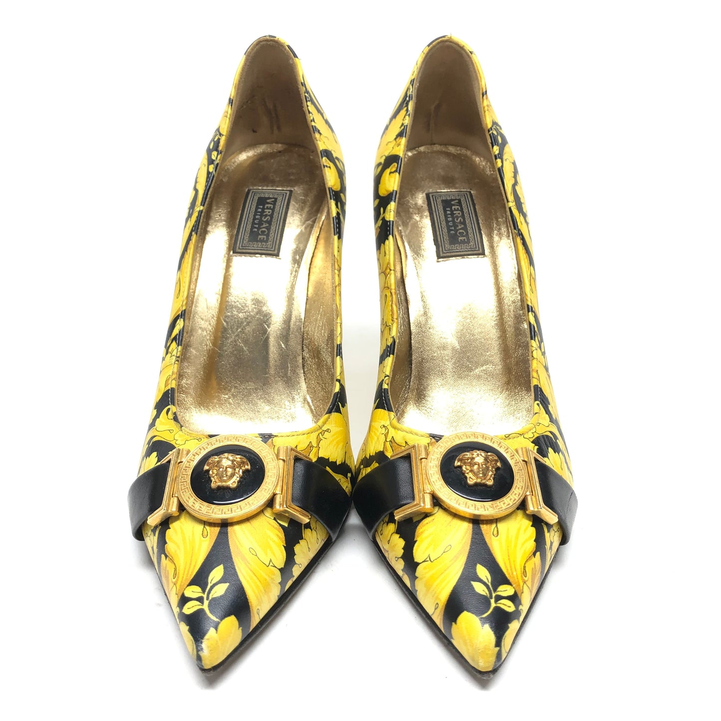 Black & Yellow Shoes Luxury Designer Versace, Size 6