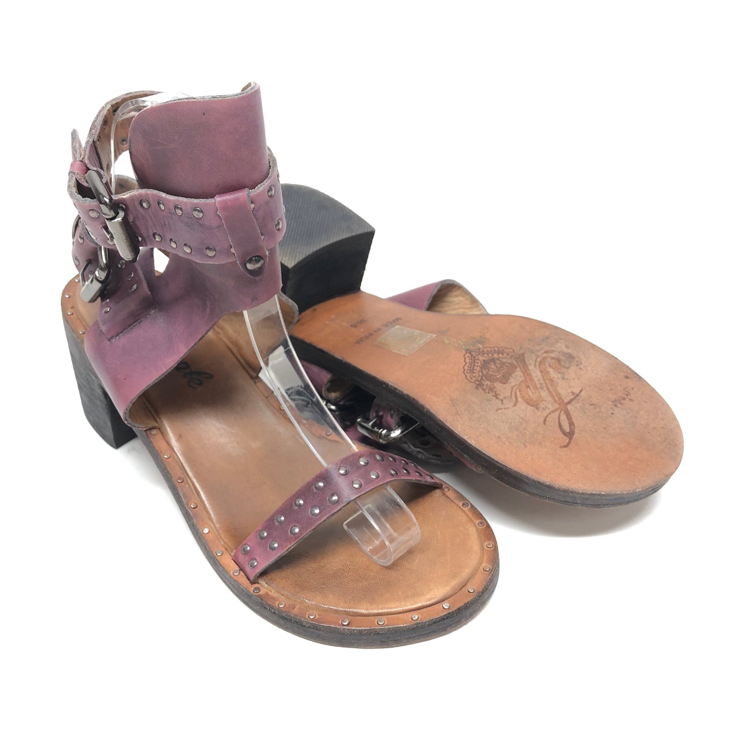 Purple Sandals Heels Block Free People, Size 8.5