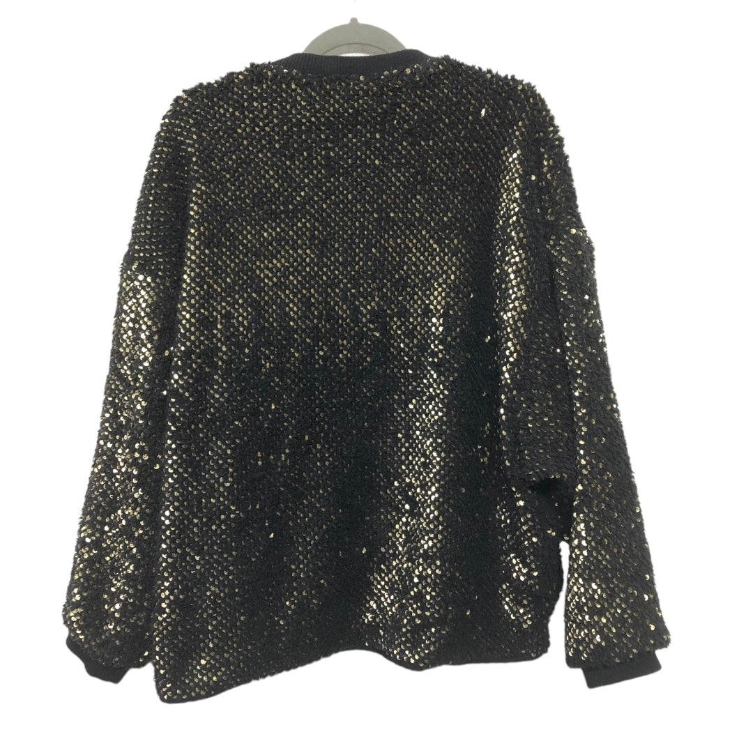 Sweater By Zara In Black & Gold, Size: M