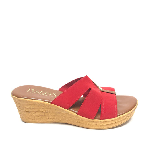 Sandals Heels Wedge By Italian Shoemakers In Red, Size: 9.5