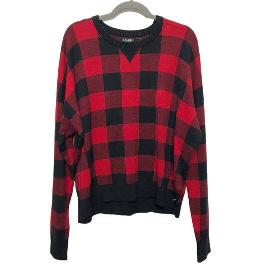 Sweater By Lauren By Ralph Lauren In Black & Red, Size: Xl