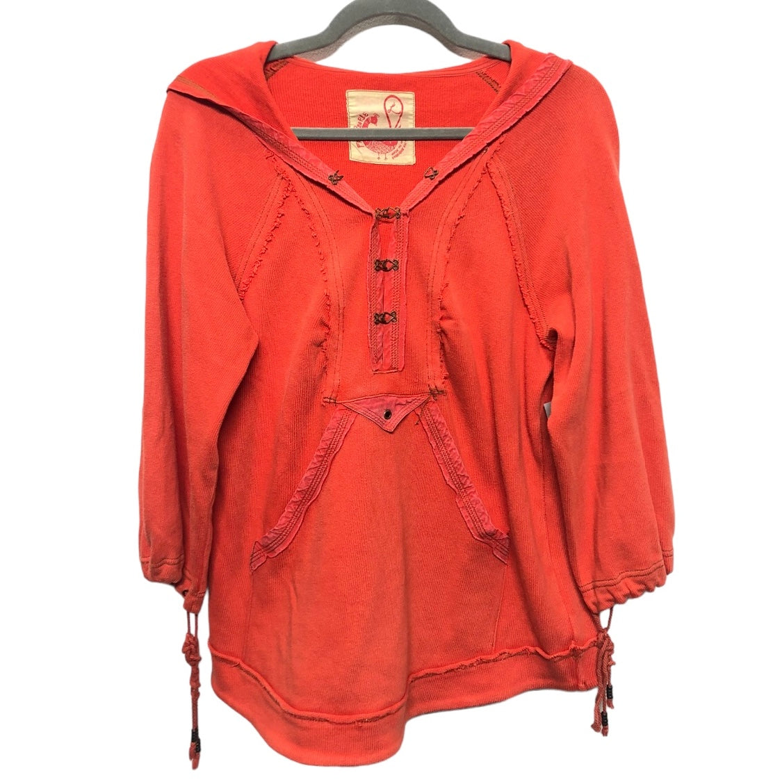 Sweatshirt Hoodie By Free People In Orange, Size: L