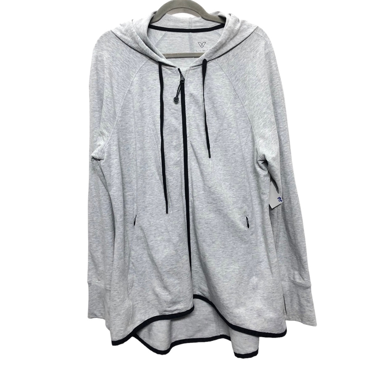 Sweatshirt Hoodie By Livi Active In Grey, Size: 1x