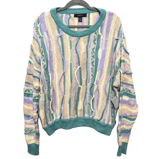 Sweater By Forever 21 In Green & Purple, Size: Xl