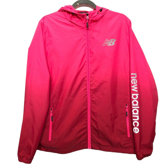 Jacket Windbreaker By New Balance In Pink & Red, Size: Xl