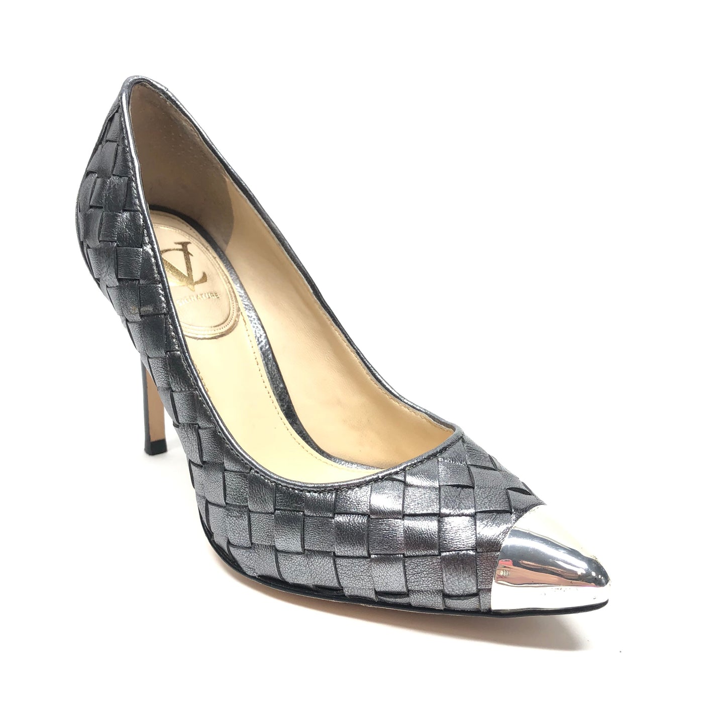 Shoes Heels Stiletto By Vince Camuto In Silver, Size: 5.5