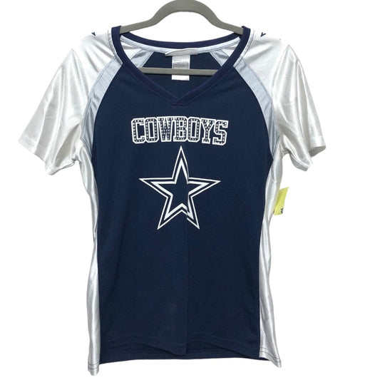 Athletic Top Short Sleeve By Nfl In Blue & White, Size: S