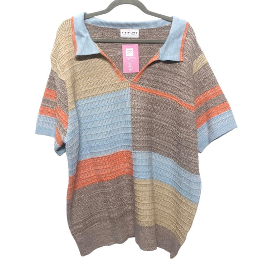 Sweater Short Sleeve By First Love In Blue & Orange, Size: 2x