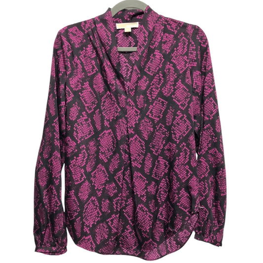 Blouse Long Sleeve By Michael By Michael Kors In Black & Purple, Size: S