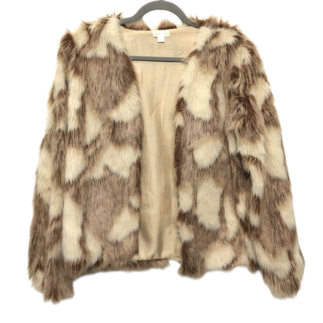 Jacket Faux Fur & Sherpa By Decree In Brown & Cream, Size: S