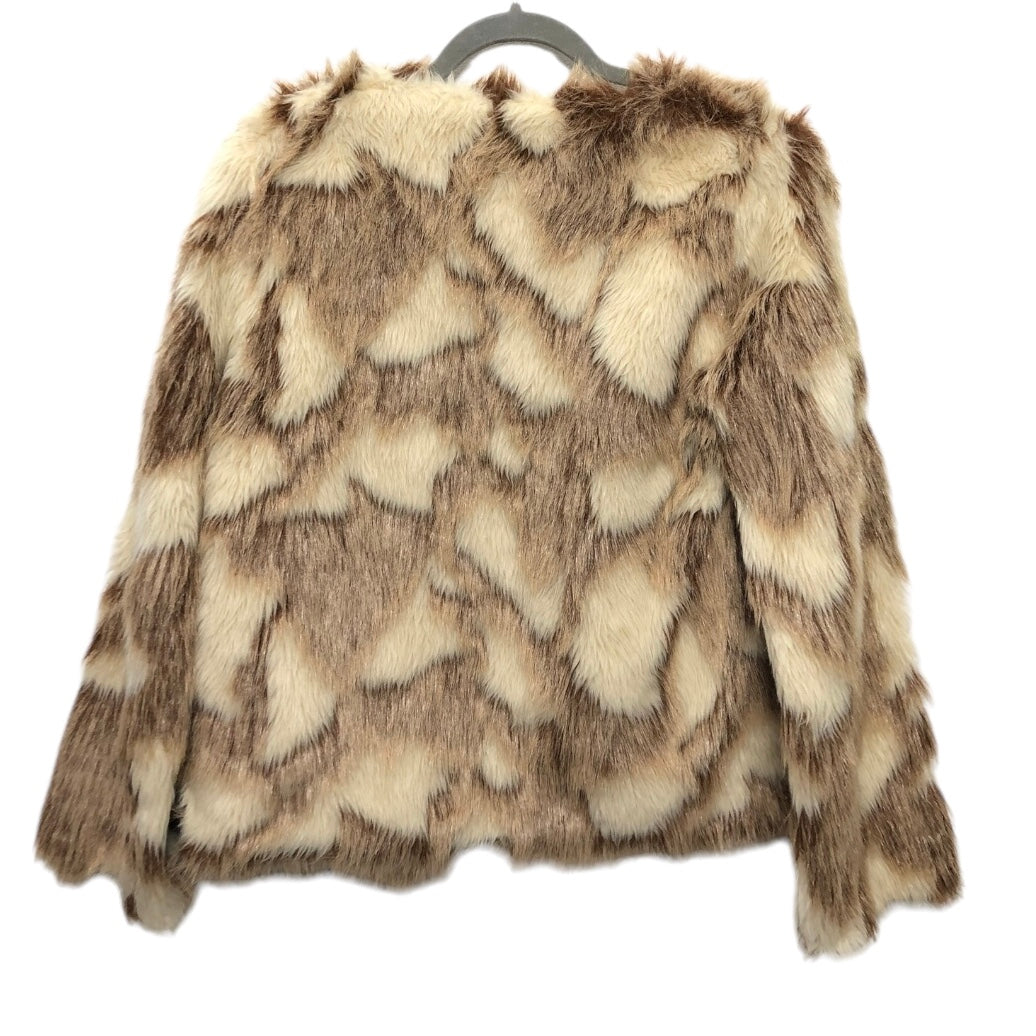 Jacket Faux Fur & Sherpa By Decree In Brown & Cream, Size: S