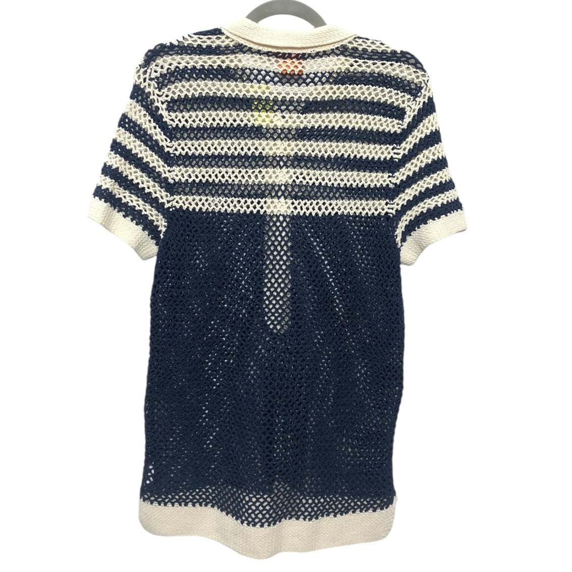 Top Short Sleeve Designer By Tory Burch In Blue & Cream, Size: L