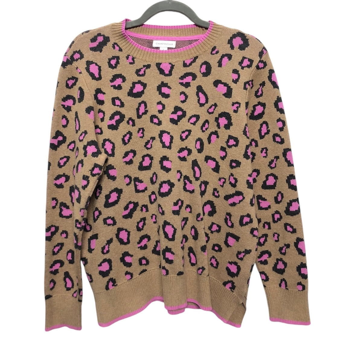 Sweatshirt Crewneck By Charter Club In Brown & Pink, Size: L