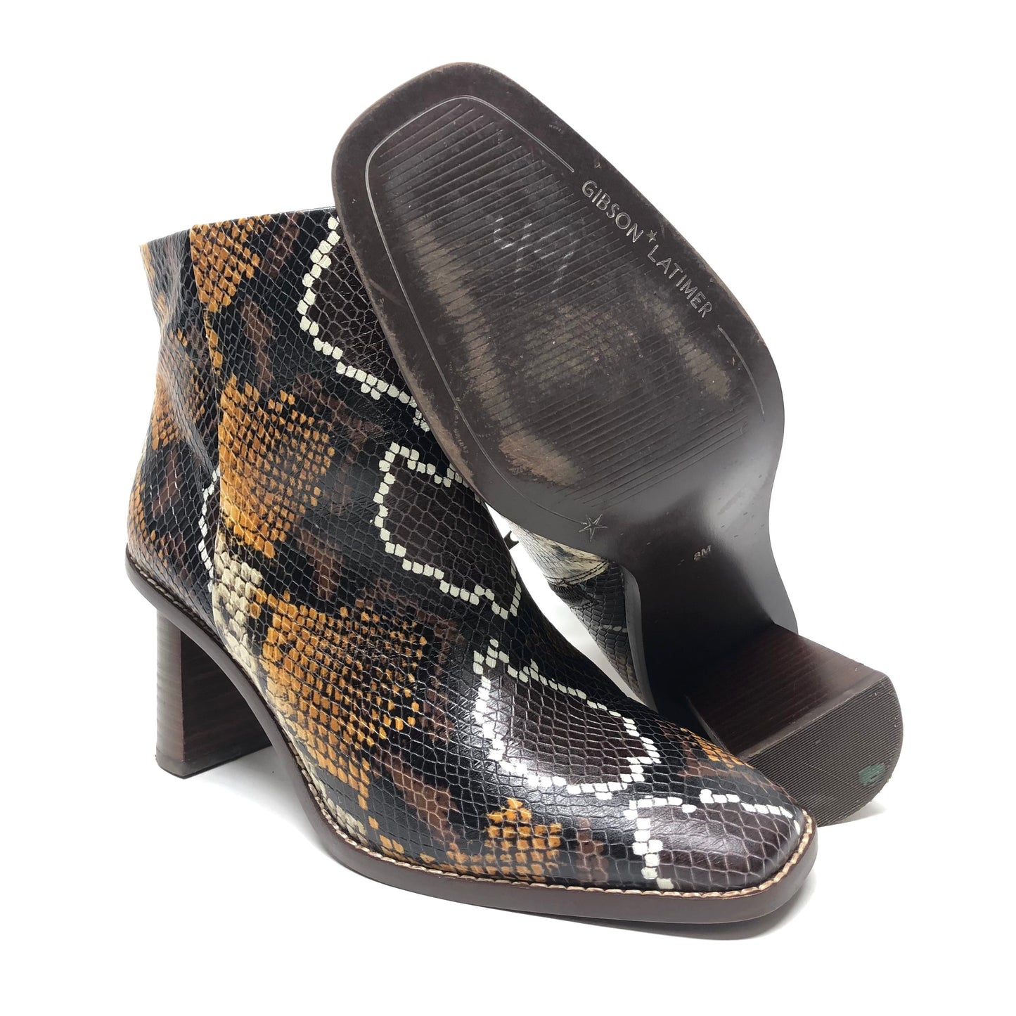 Boots Ankle Heels By Gibson And Latimer In Snakeskin Print, Size: 8