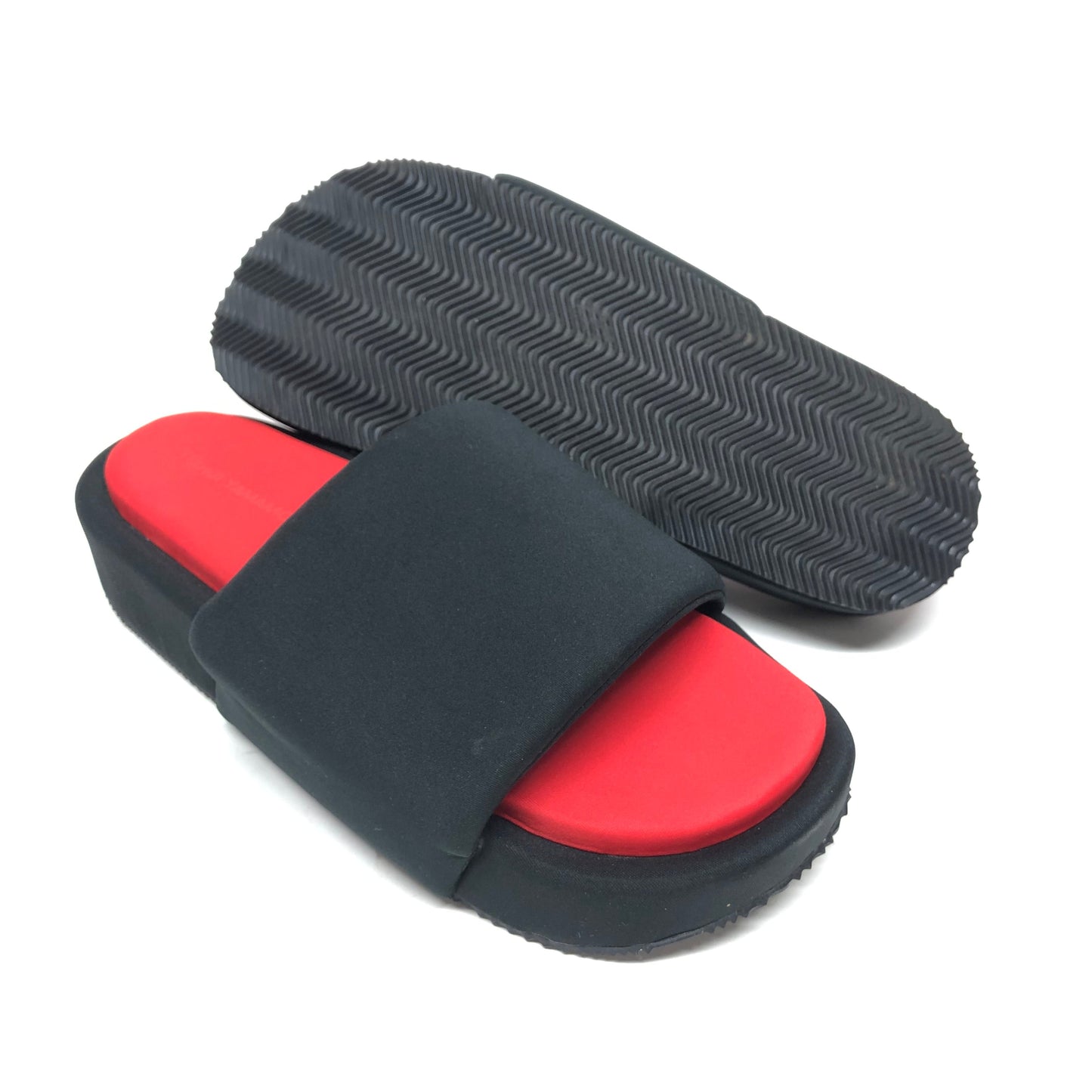 Sandals Flats By Adidas In Black & Red, Size: 9