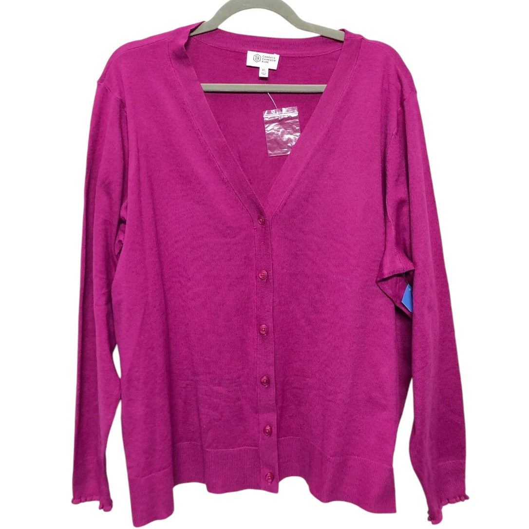 Sweater Cardigan By Clothes Mentor In Pink & Purple, Size: Xl