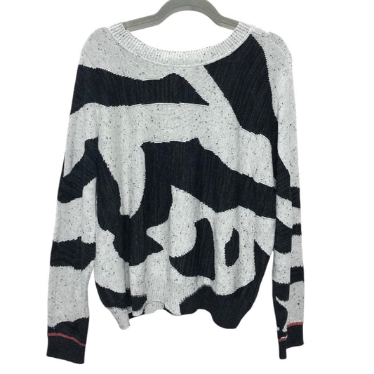 Sweatshirt Crewneck By Nic + Zoe In Black & Grey, Size: L