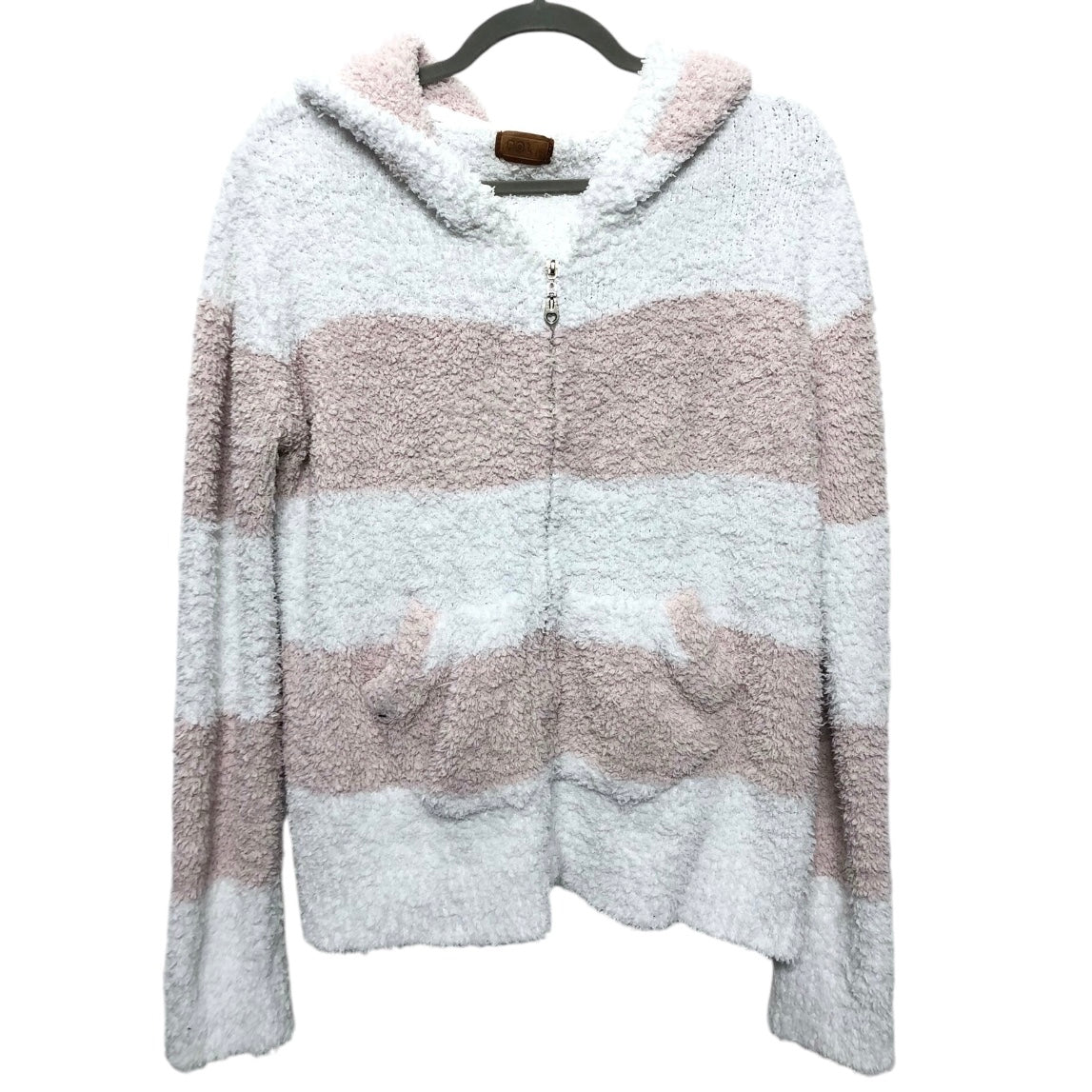 Sweatshirt Hoodie By Pol In Pink & White, Size: L