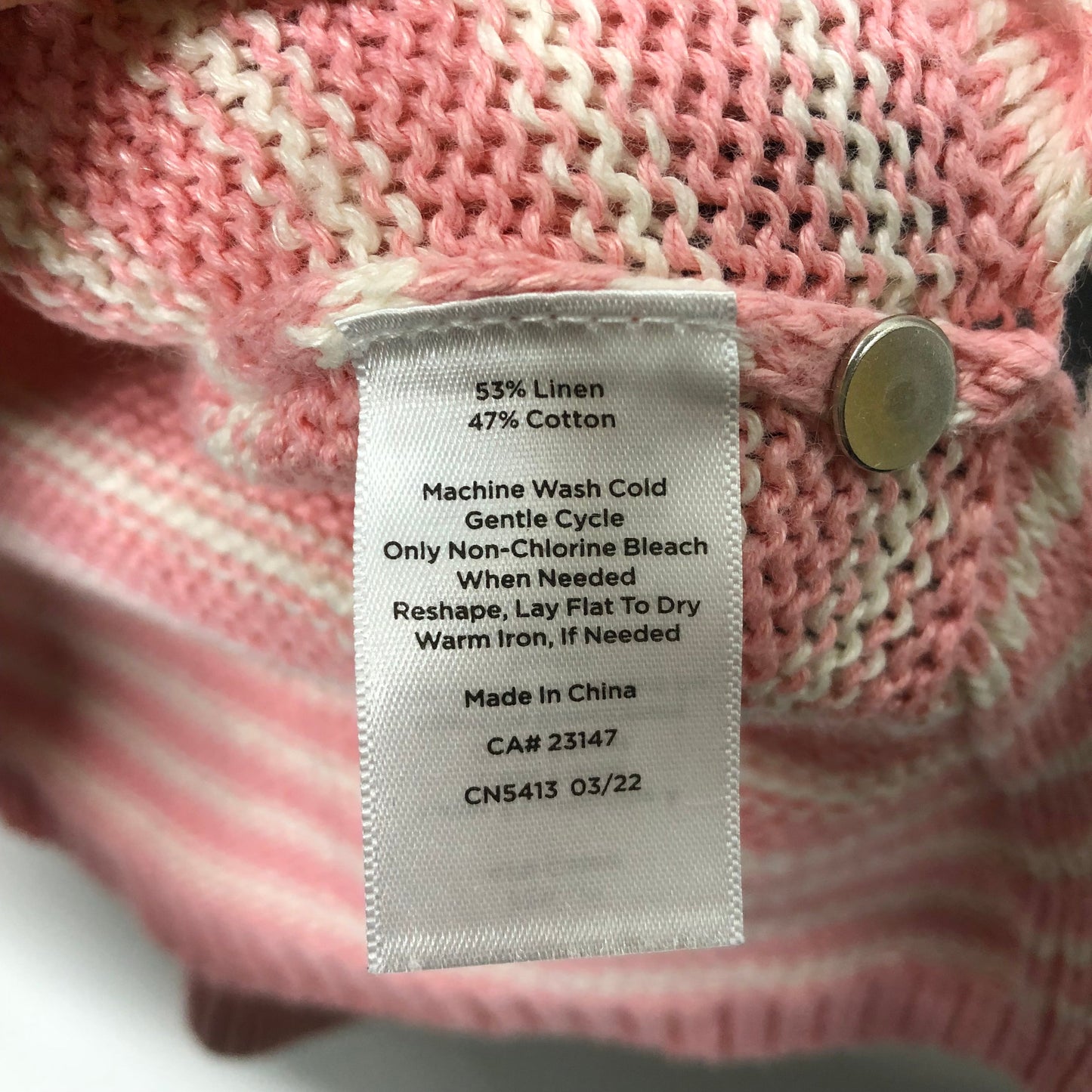 Sweater By Talbots In Pink & White, Size: Sp