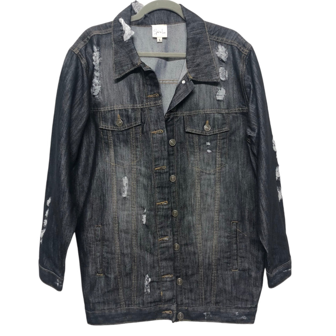 Jacket Denim By Sew In Love In Black Denim, Size: S