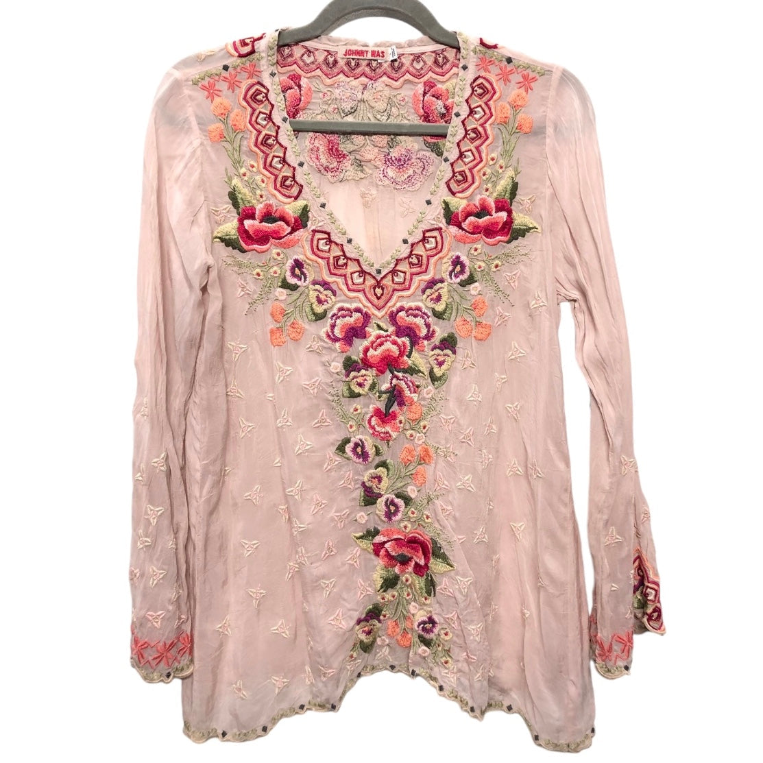 Blouse Long Sleeve By Johnny Was In Peach, Size: S