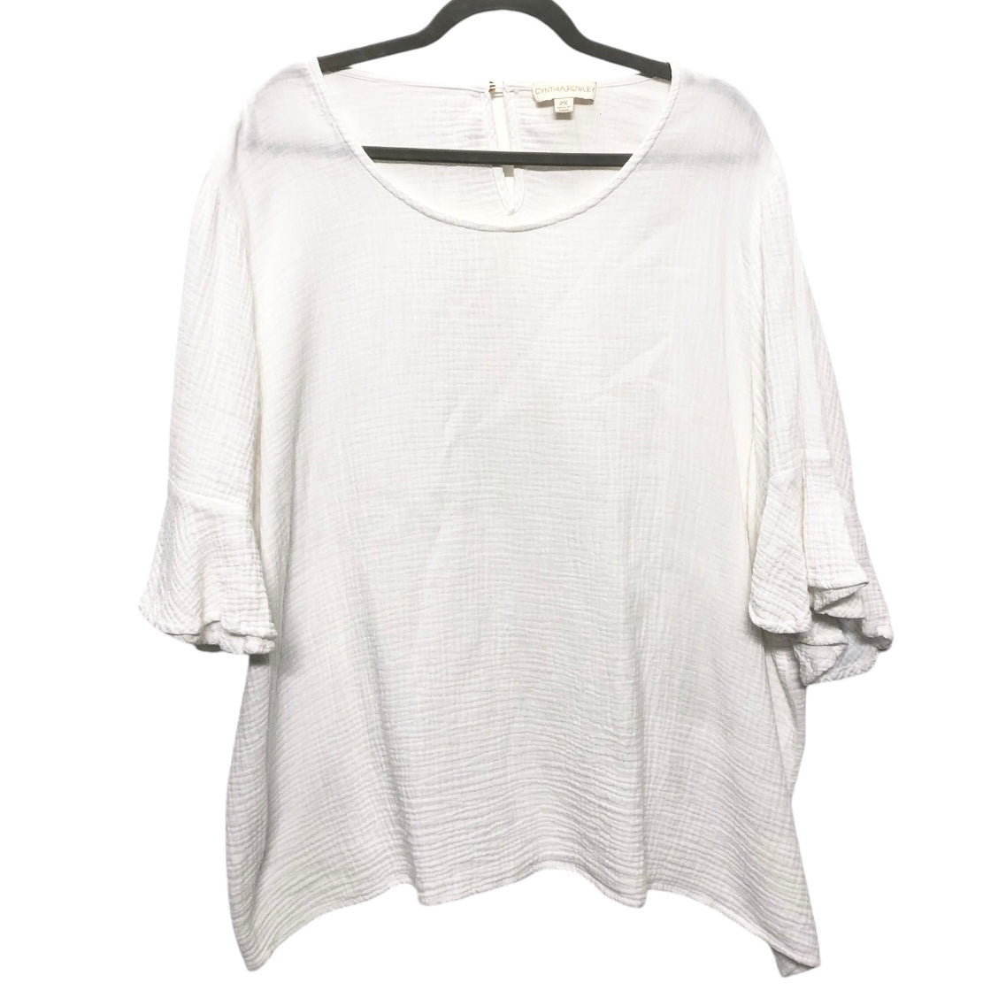 Top Short Sleeve By Cynthia Rowley In White, Size: 2x