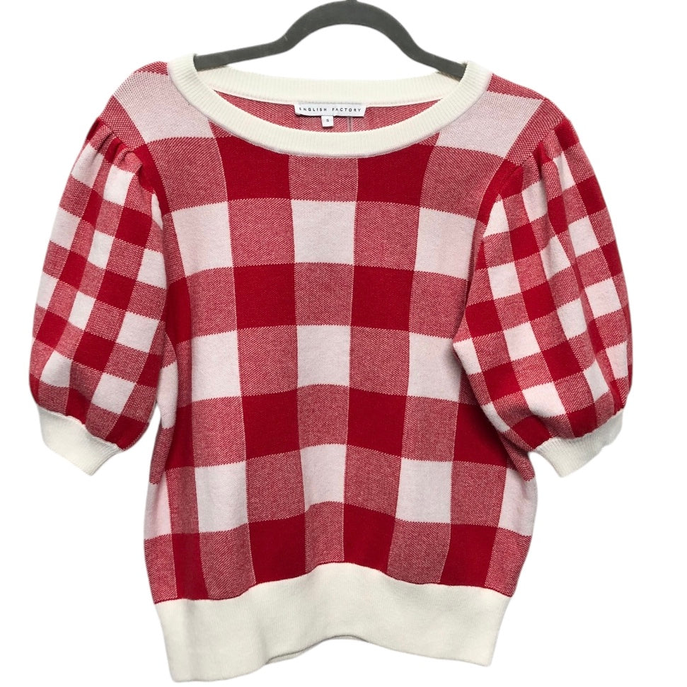 Sweater Short Sleeve By English Factory In Red & White, Size: S