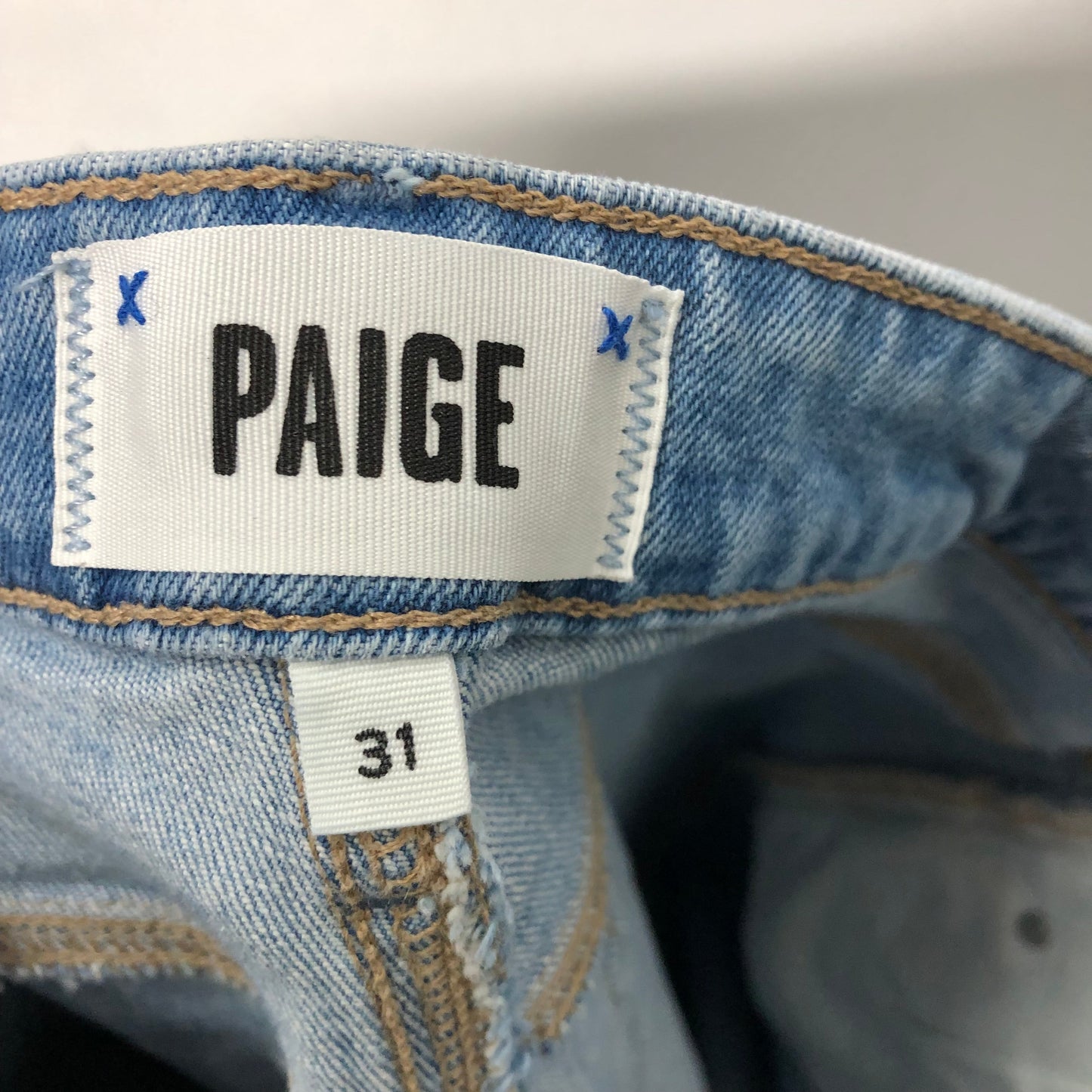 Jeans Straight By Paige In Blue Denim, Size: 12