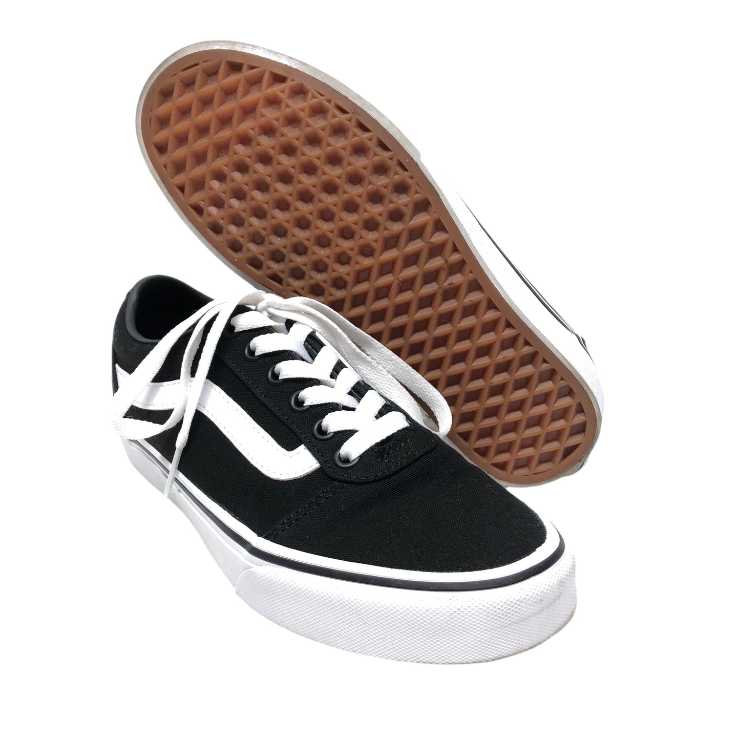 Shoes Flats By Vans In Black & White, Size: 6.5