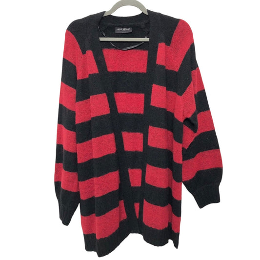 Sweater Cardigan By Lane Bryant In Black & Red, Size: 1x