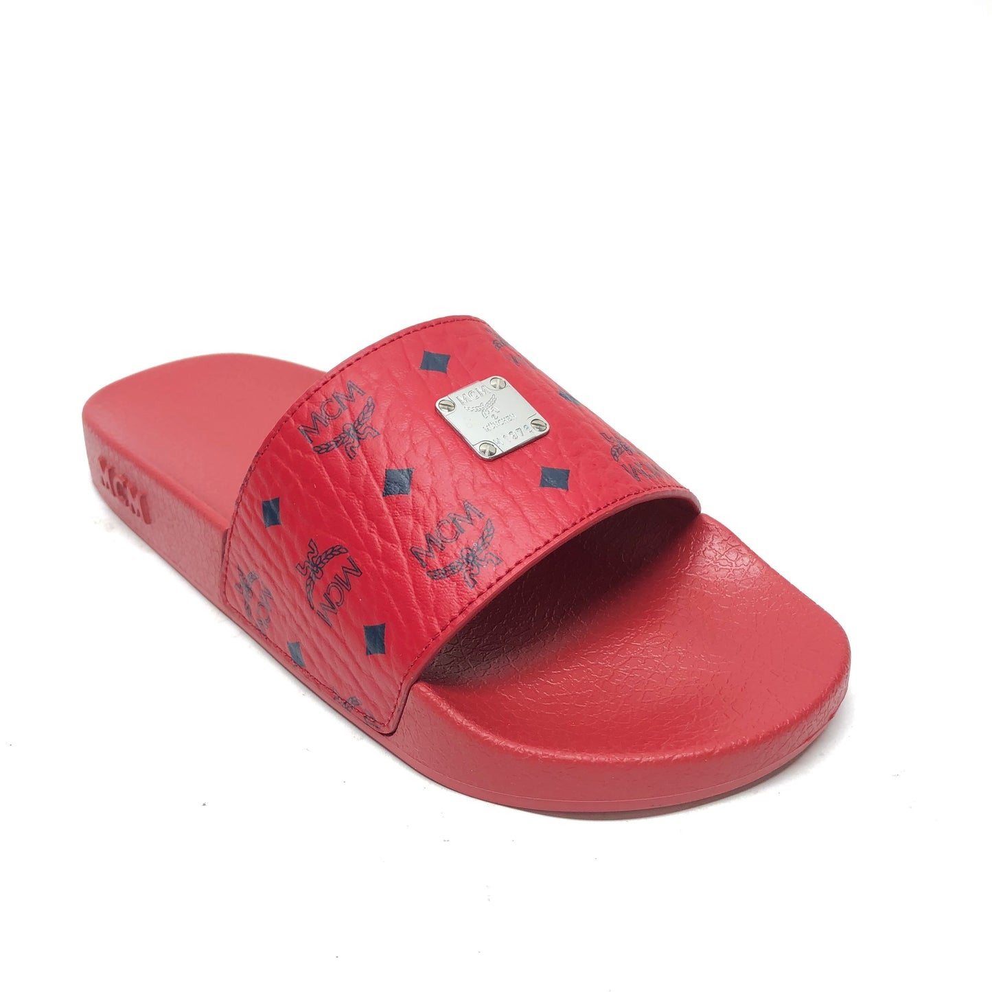 Sandals Luxury Designer By Mcm In Red, Size: 8